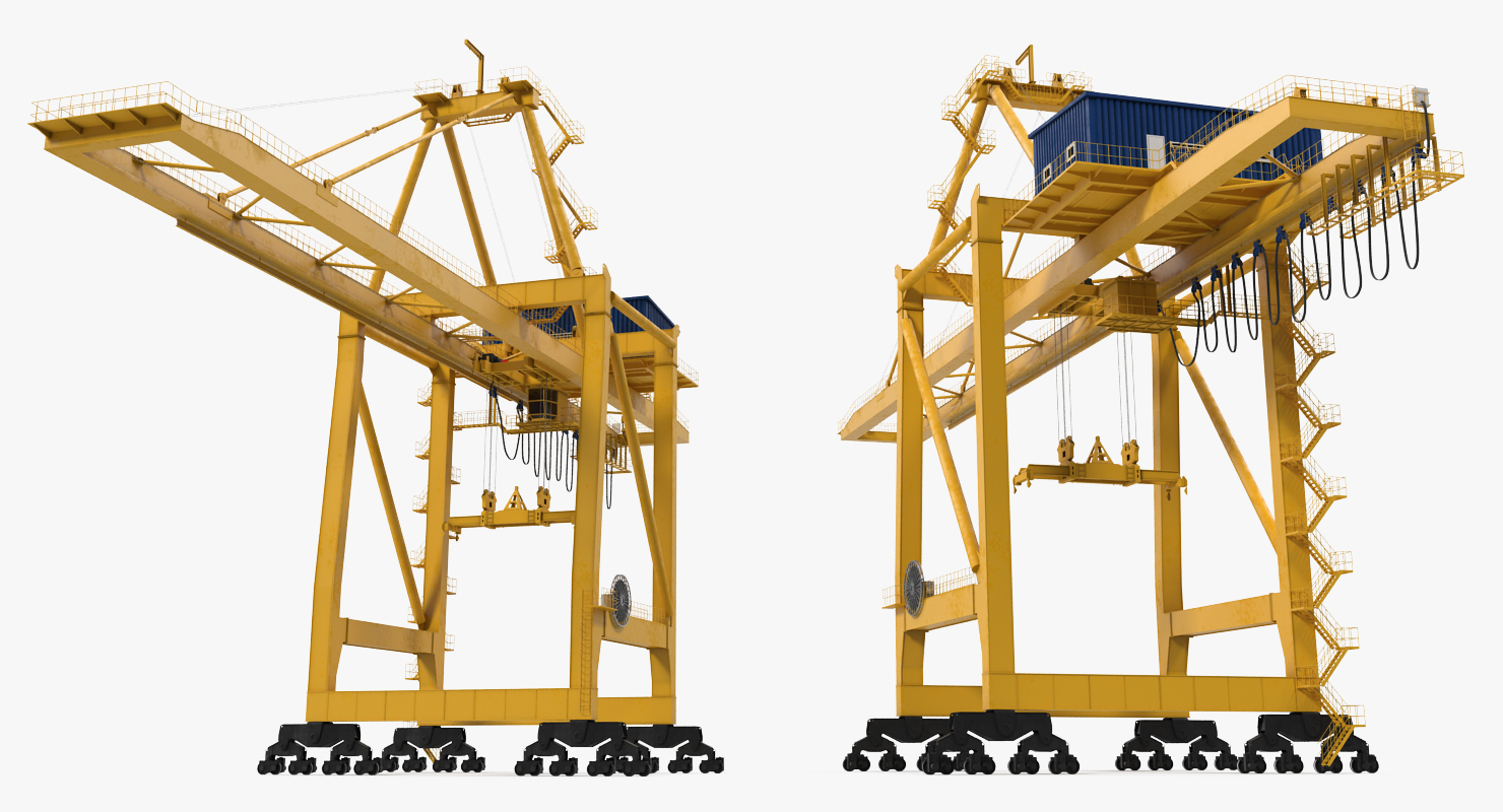 3D Quayside Container Crane Rigged