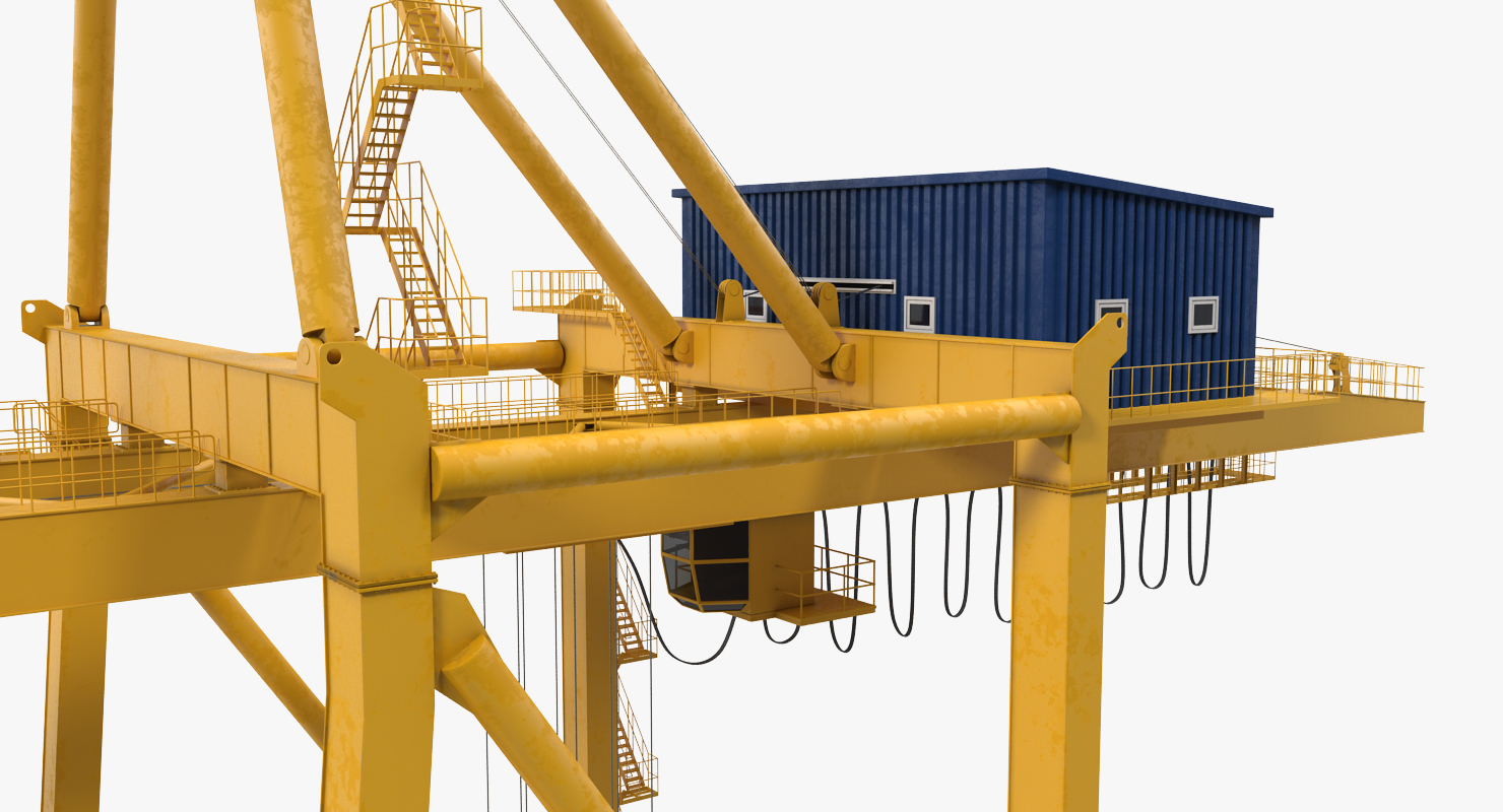 3D Quayside Container Crane Rigged