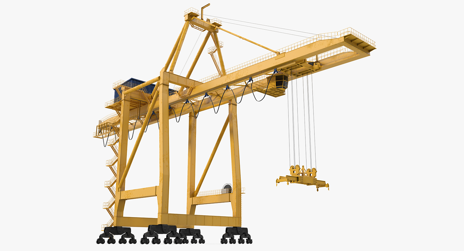 3D Quayside Container Crane Rigged