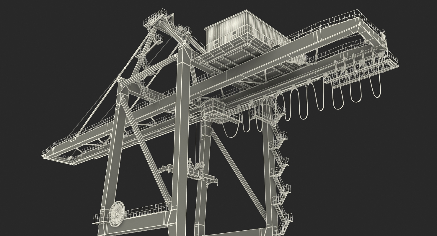 3D Quayside Container Crane Rigged