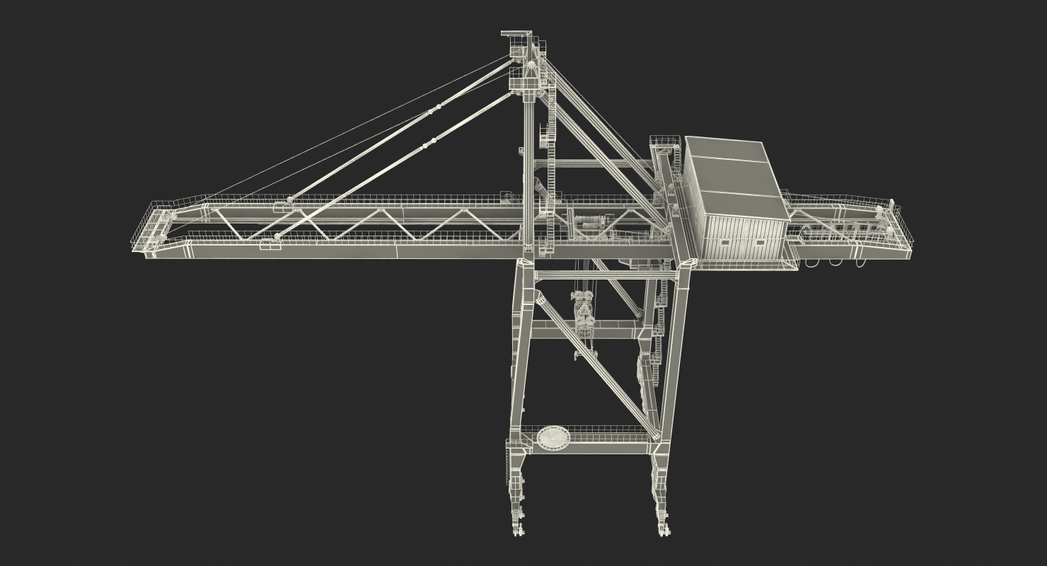 3D Quayside Container Crane Rigged