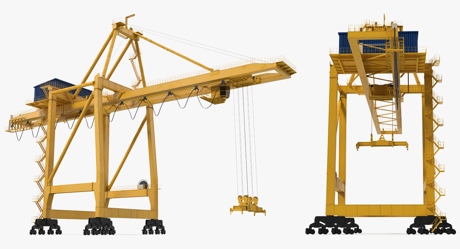 3D Quayside Container Crane Rigged