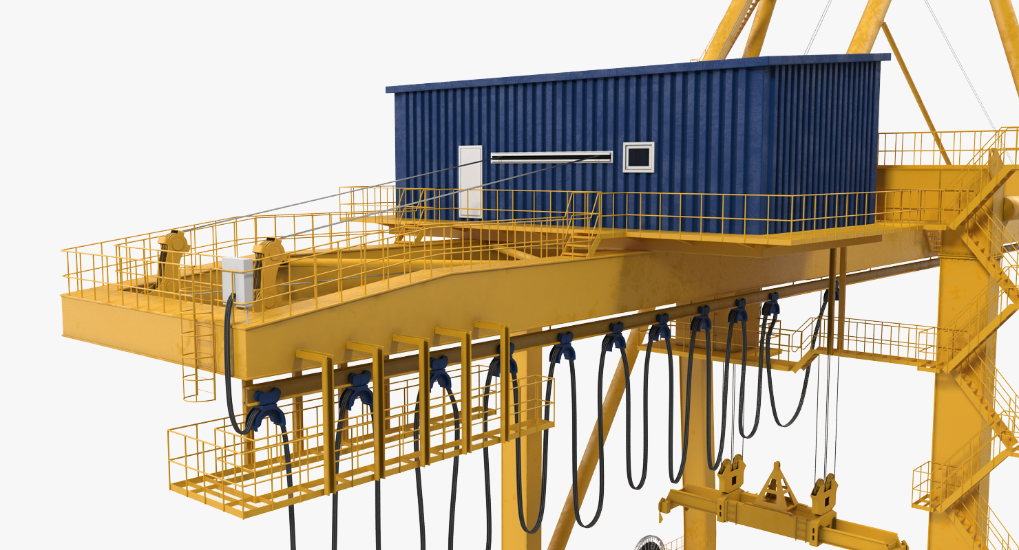 3D Quayside Container Crane Rigged