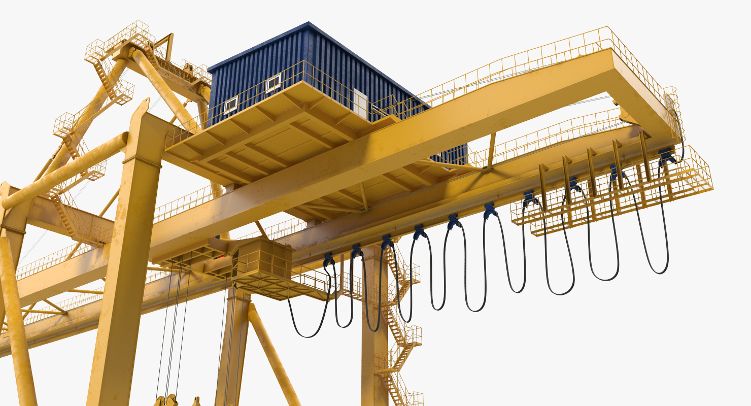 3D Quayside Container Crane Rigged