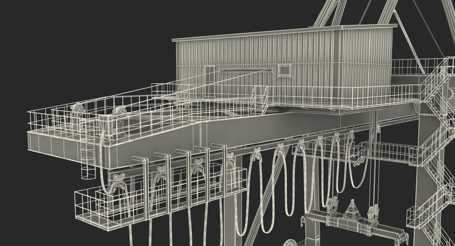 3D Quayside Container Crane Rigged