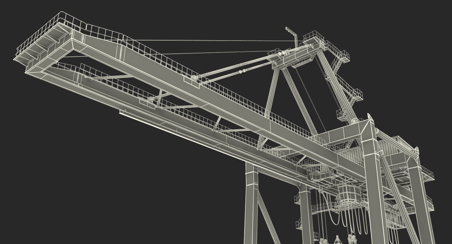 3D Quayside Container Crane Rigged