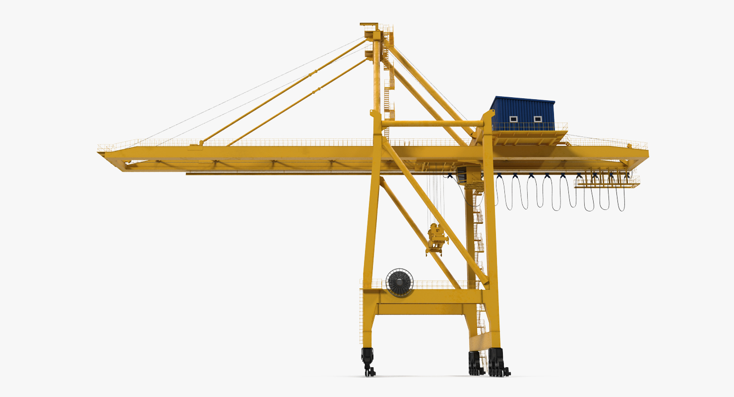 3D Quayside Container Crane Rigged