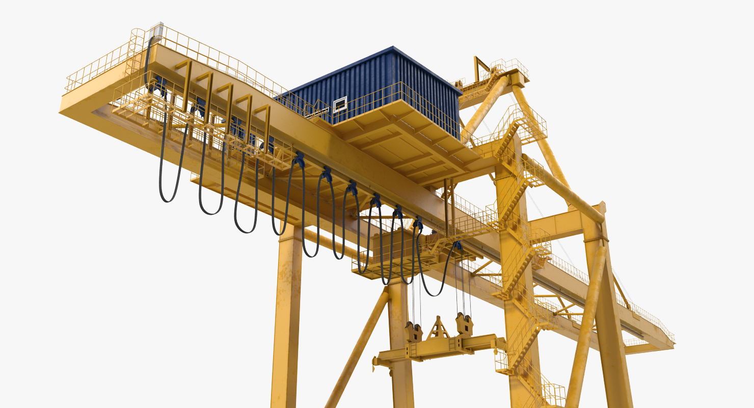 3D Quayside Container Crane Rigged