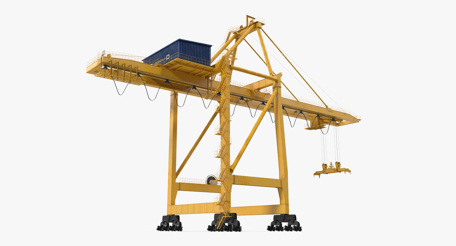 3D Quayside Container Crane Rigged