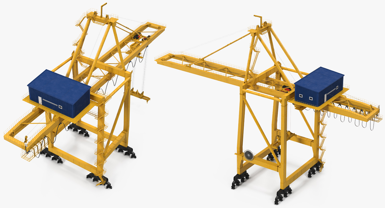 3D Quayside Container Crane Rigged