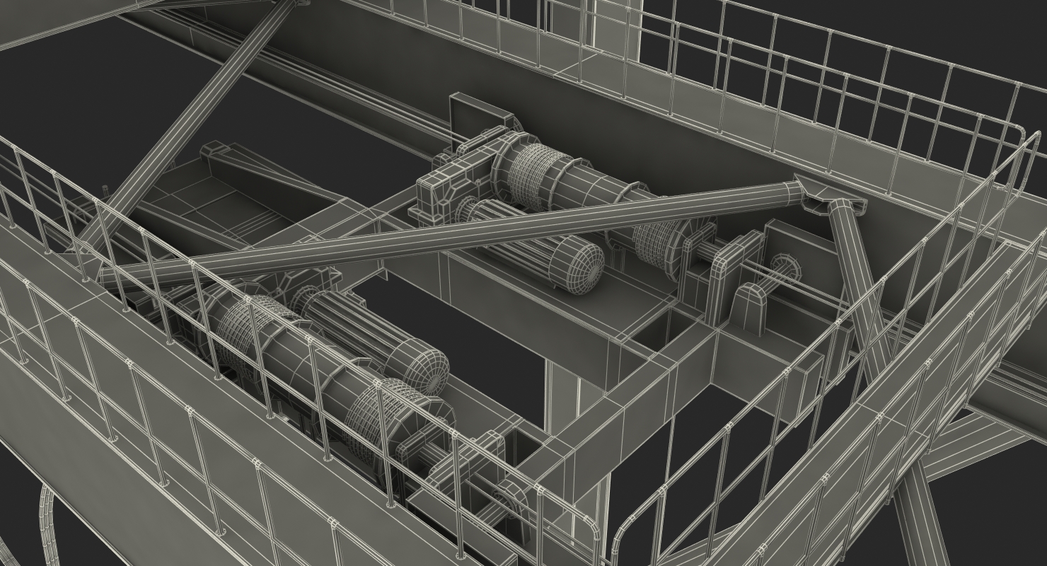 3D Quayside Container Crane Rigged