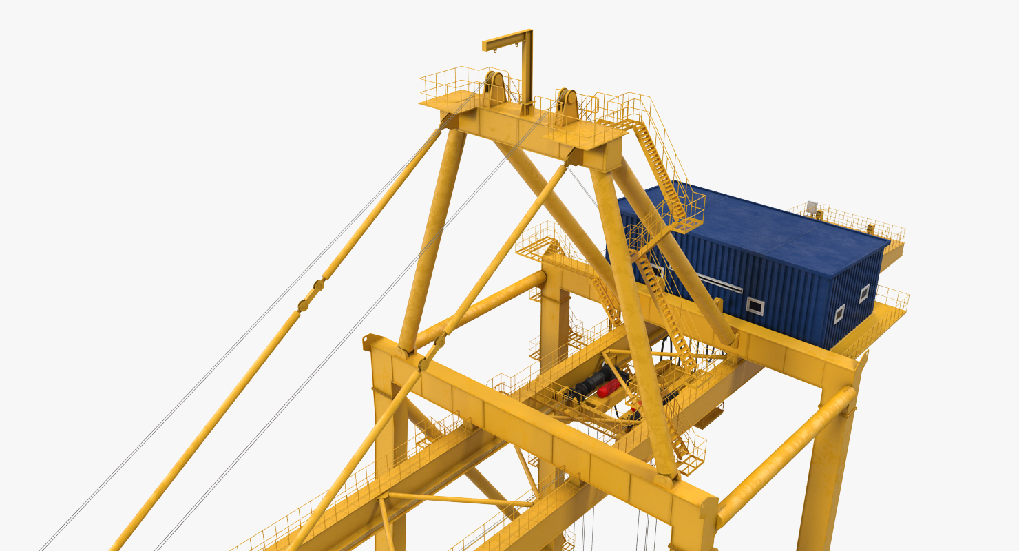 3D Quayside Container Crane Rigged