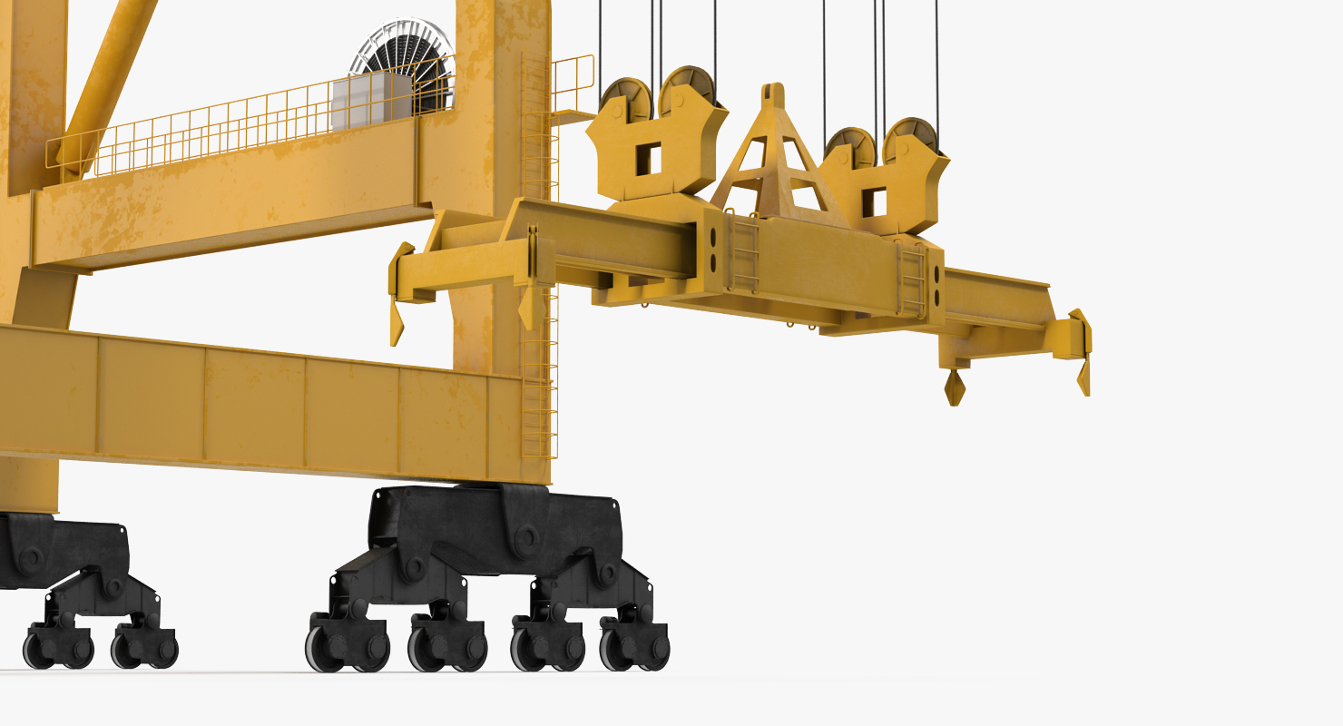 3D Quayside Container Crane Rigged