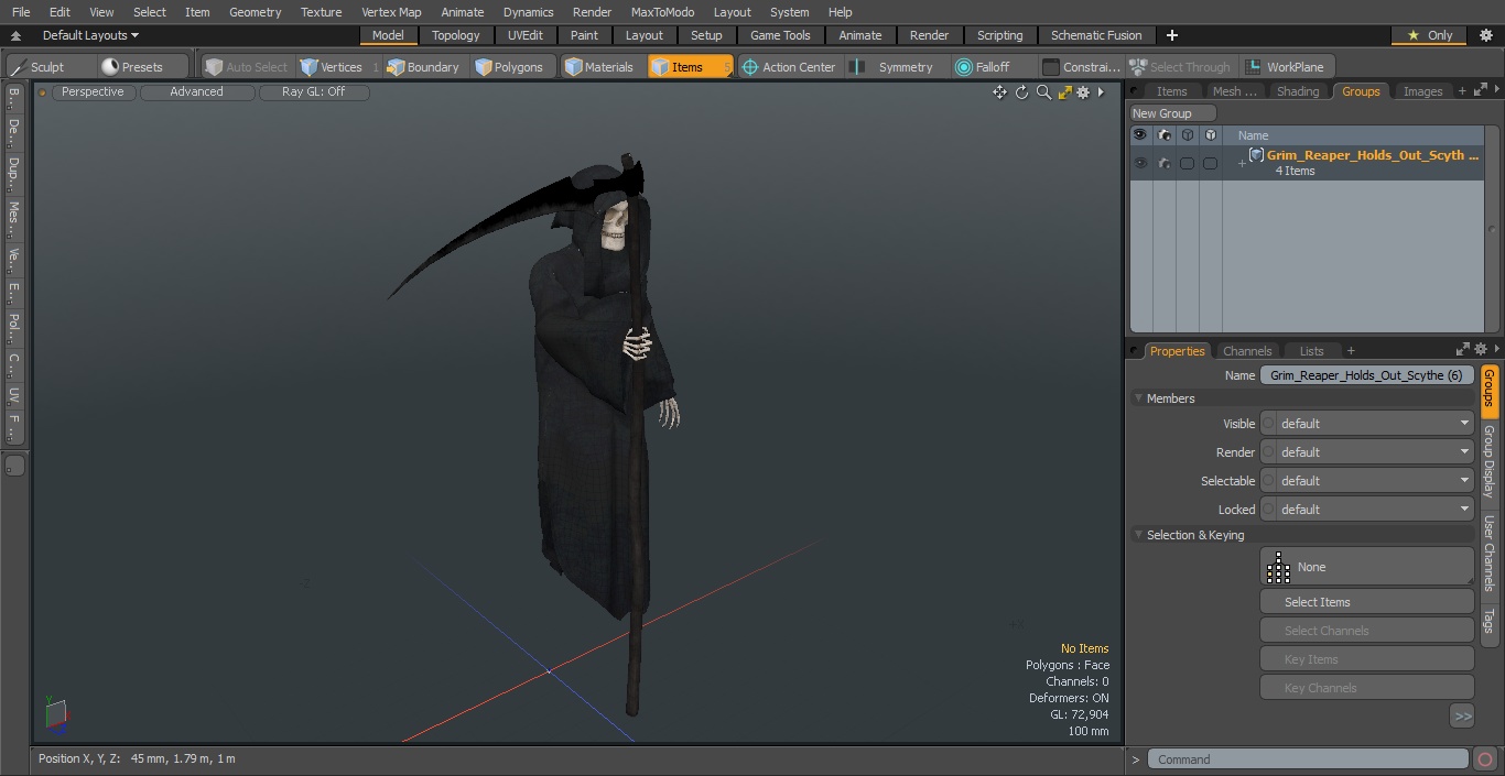 3D Grim Reaper Holds Out Scythe model