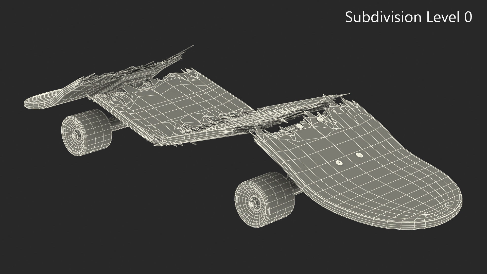 Broken Skateboard in Four Pieces 3D