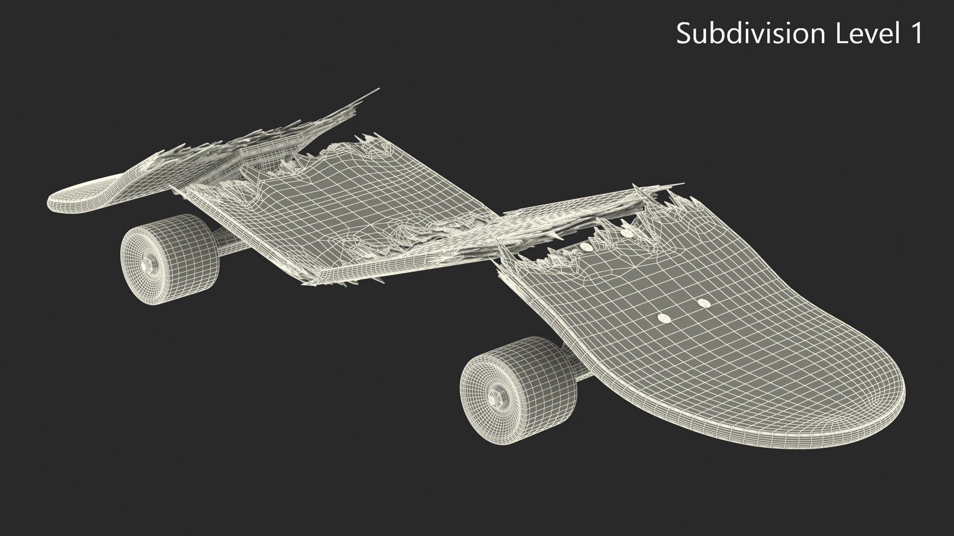 Broken Skateboard in Four Pieces 3D