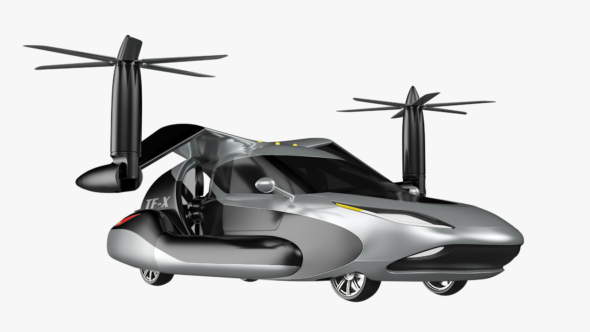 3D Futuristic Flying Car Concept with Rotors