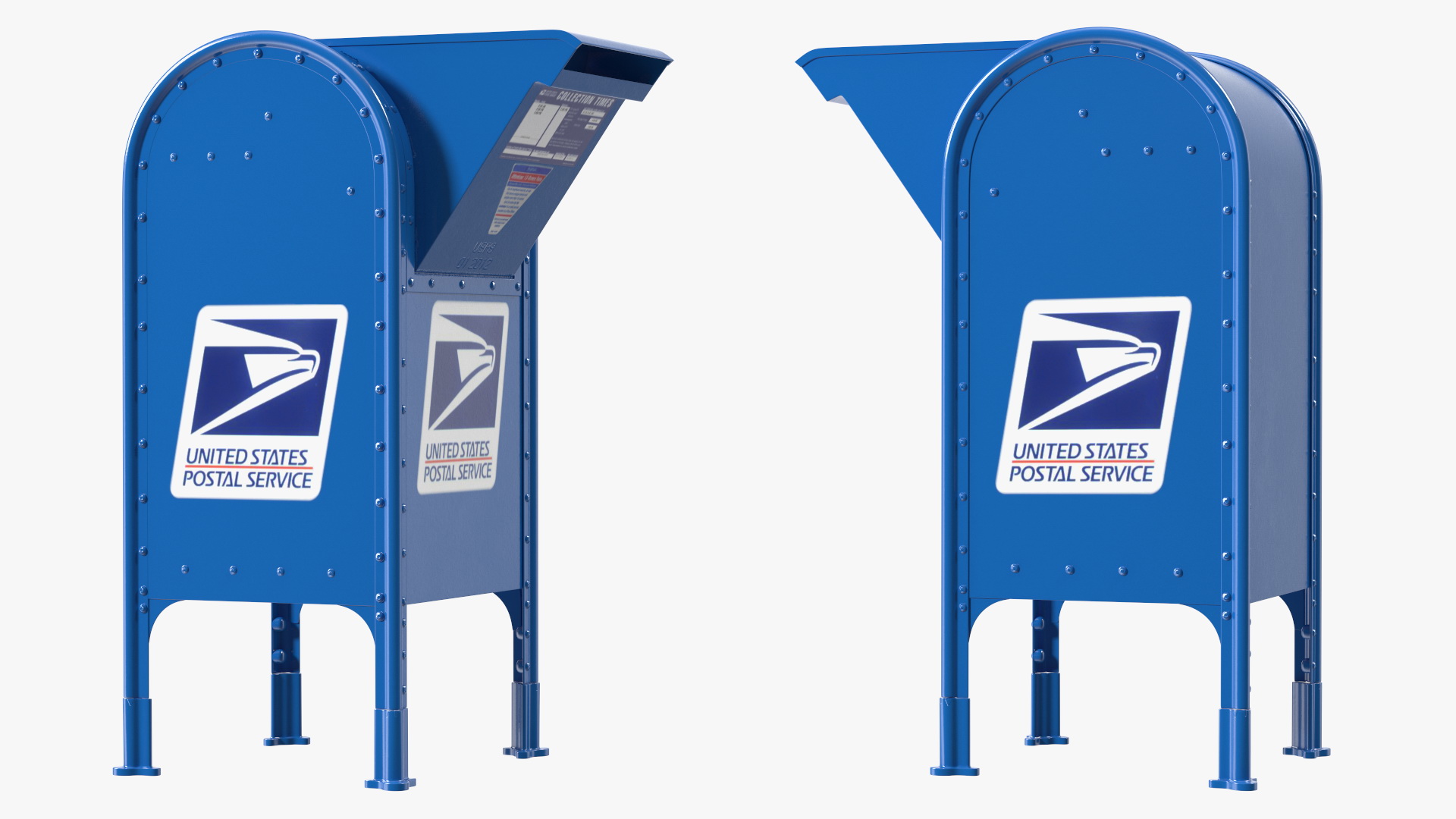 3D Blue Metal US Mailbox