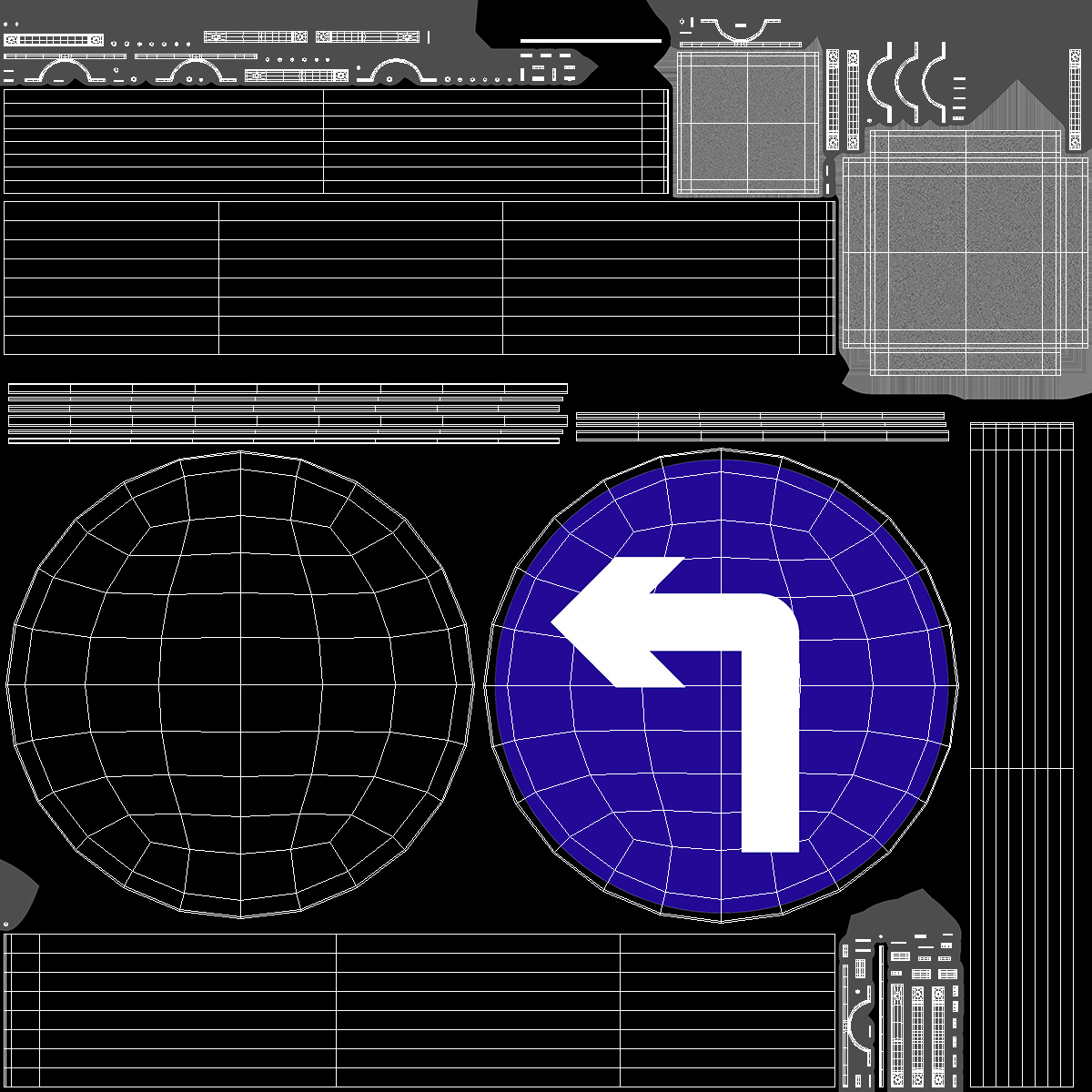 3D model Road Sign Turn Left Ahead