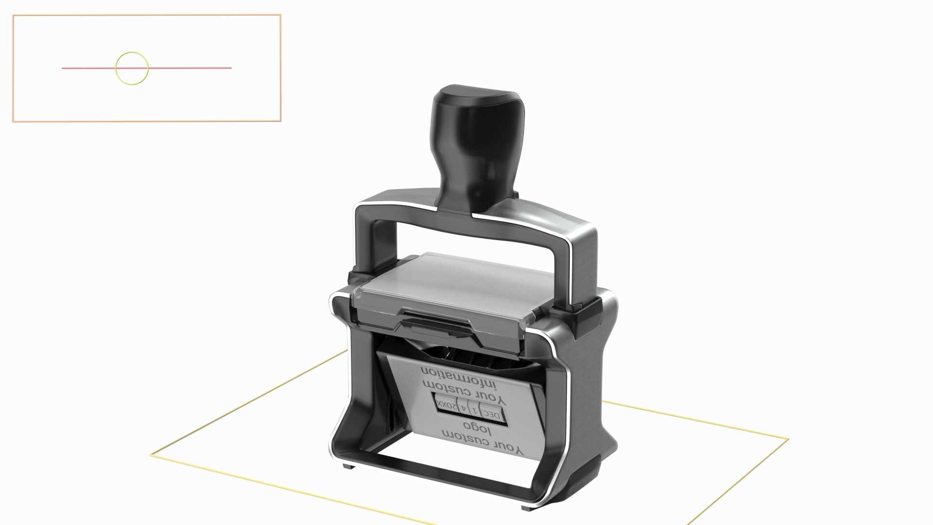 Professional Self Inking Date Stamp Rigged 3D