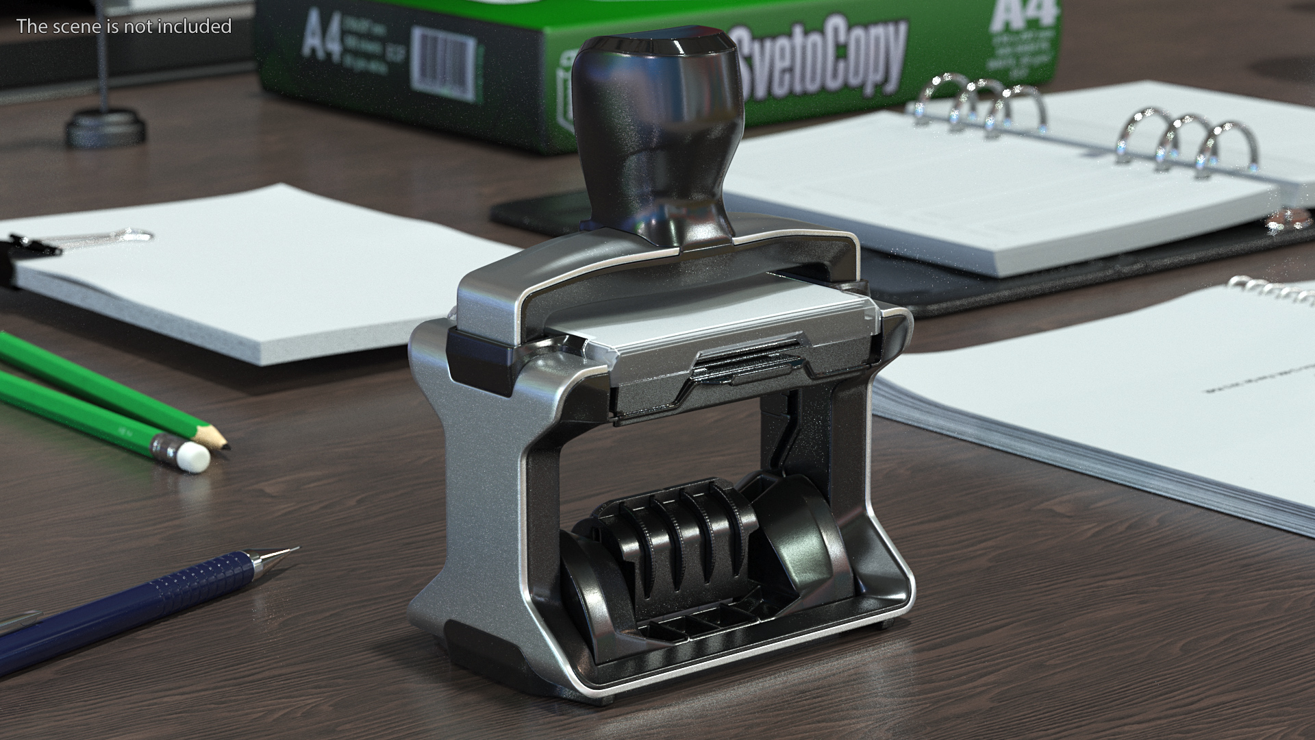 Professional Self Inking Date Stamp Rigged 3D