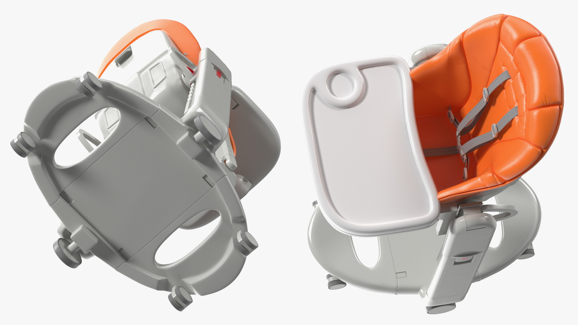 Folding High Chair Vertical Orange 3D model