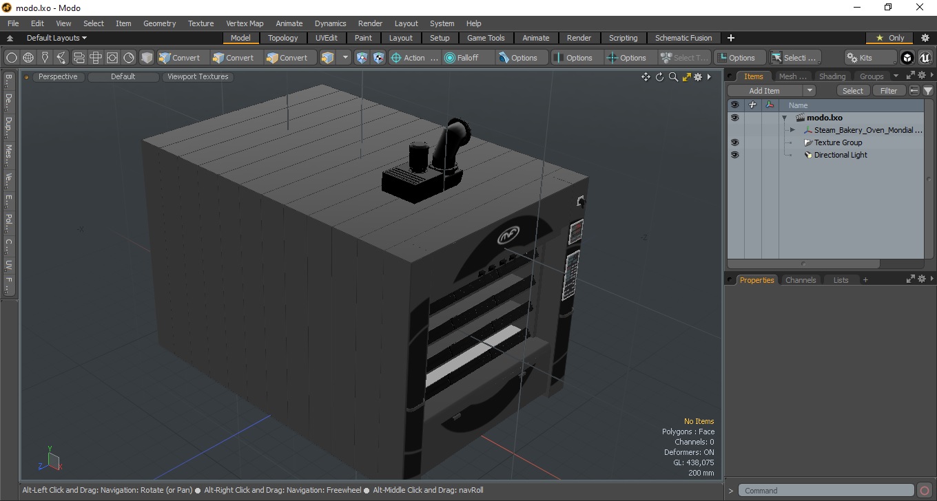 3D Steam Bakery Oven Mondial Forni Lights On