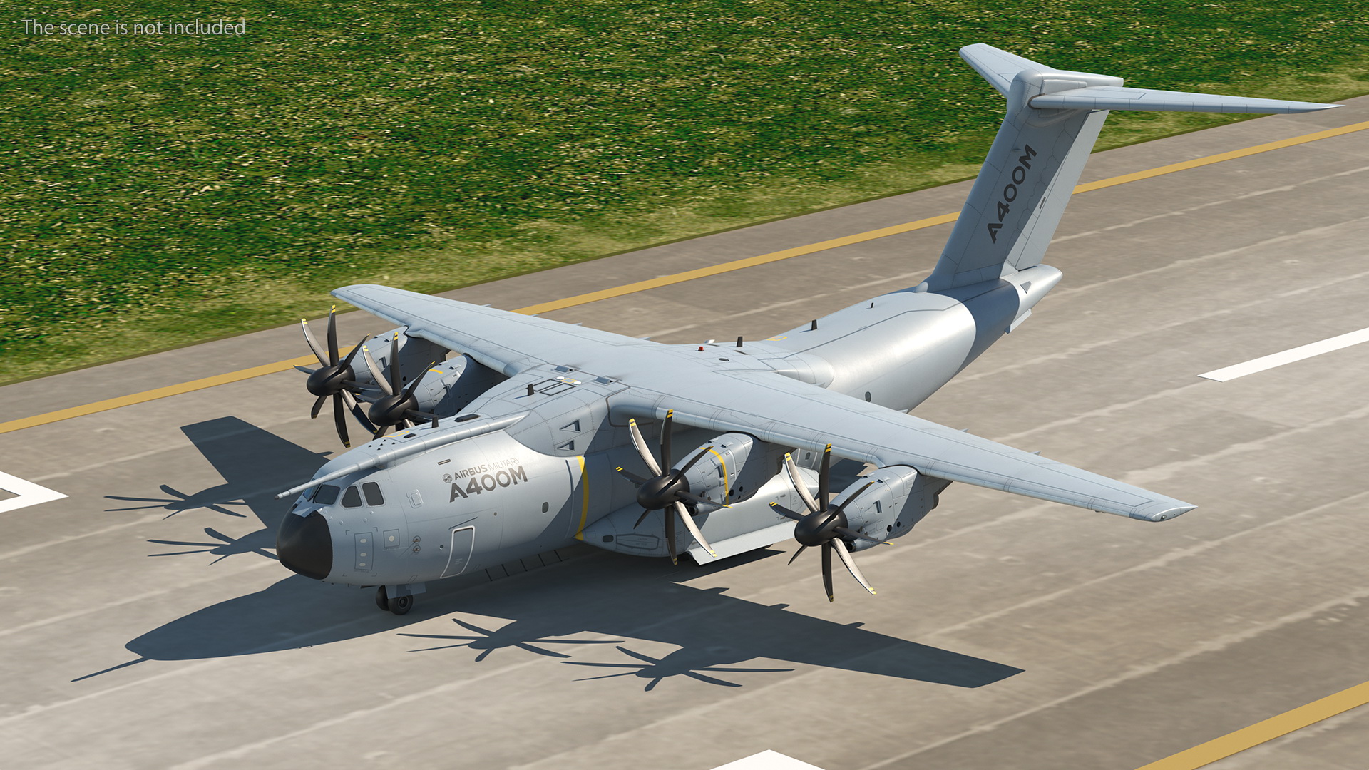 Airport Runway With Airbus A400M Atlas Military Transport 3D