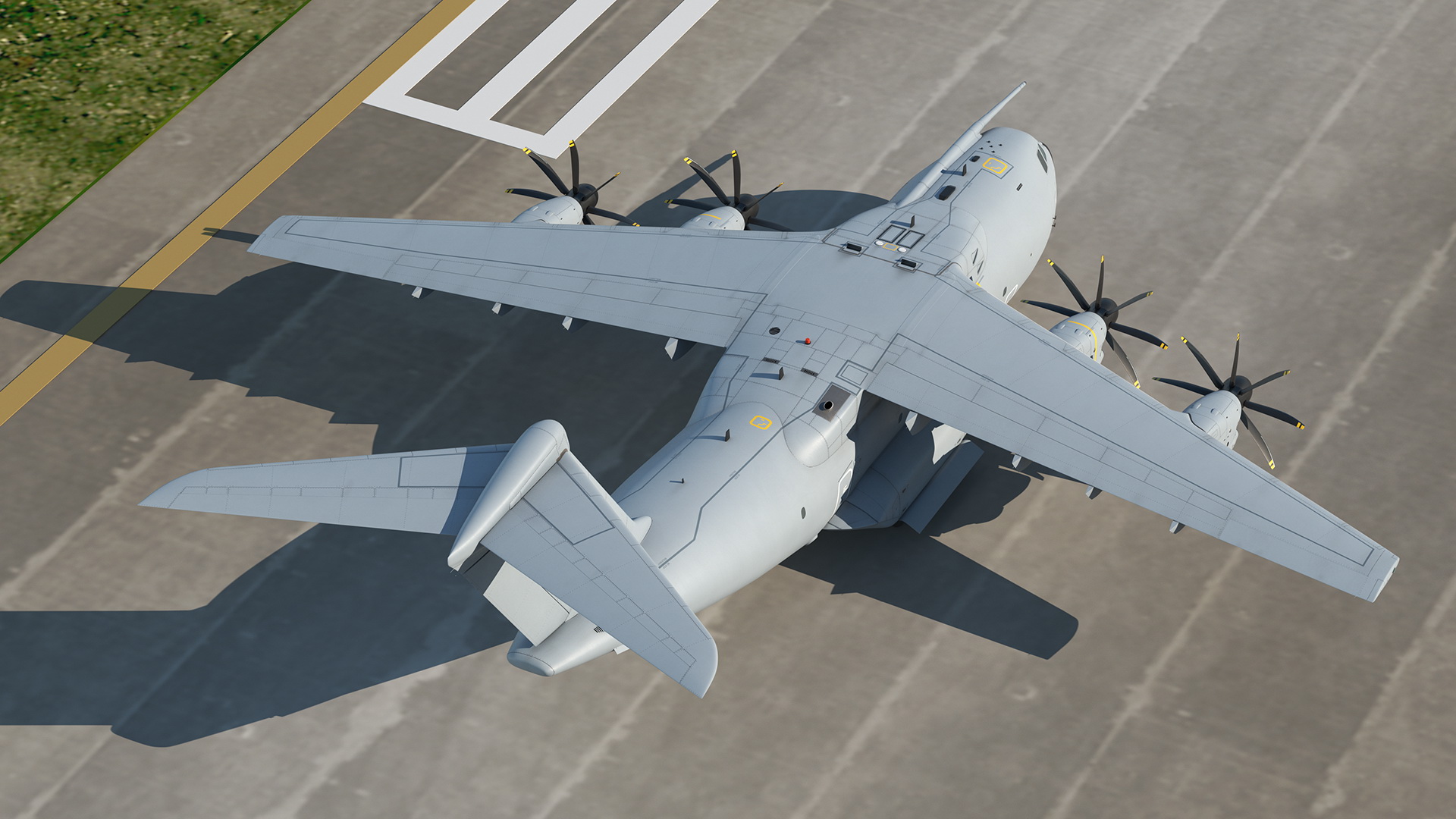 Airport Runway With Airbus A400M Atlas Military Transport 3D