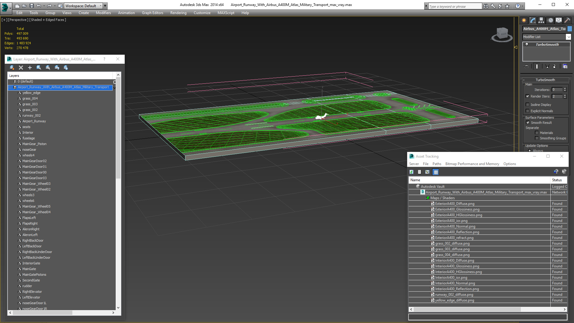 Airport Runway With Airbus A400M Atlas Military Transport 3D