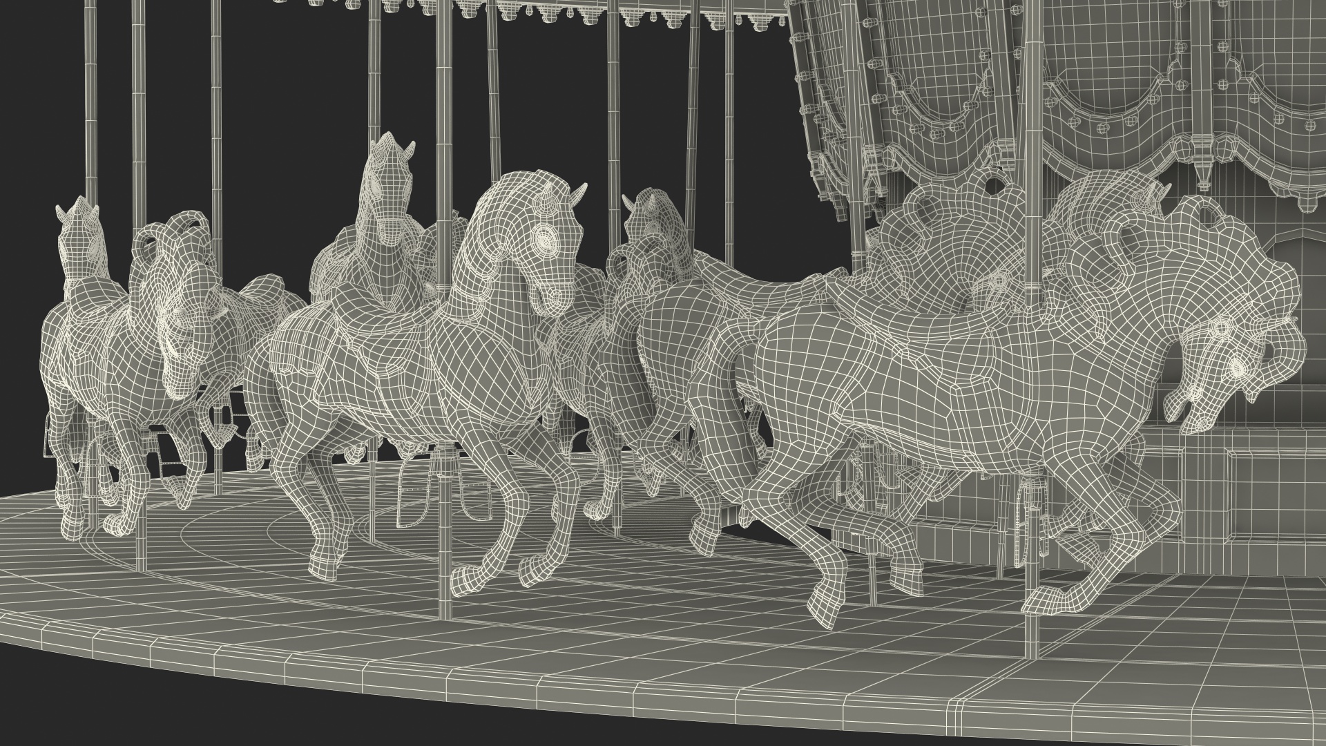 Amusment Park Carousel 3D