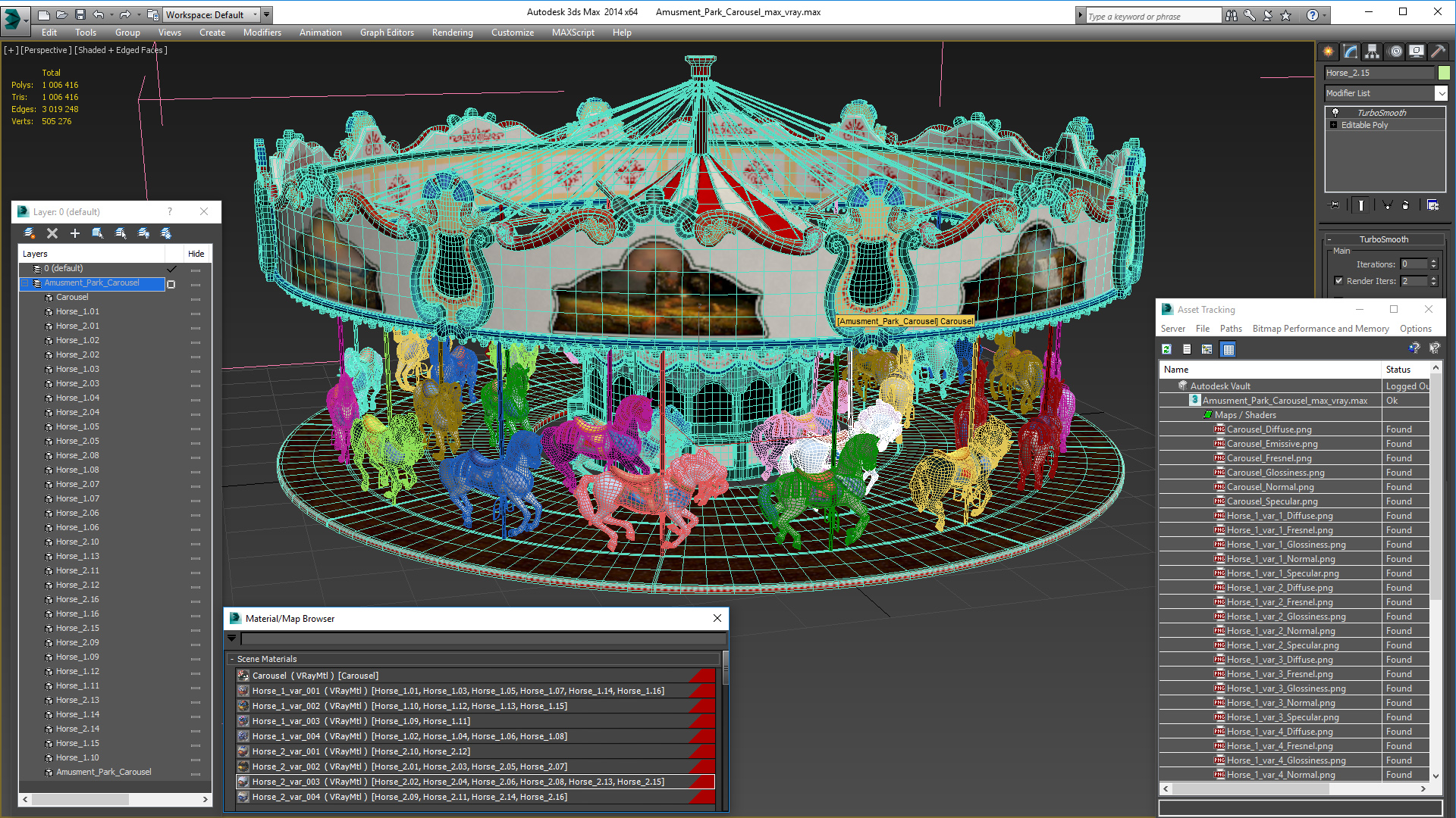 Amusment Park Carousel 3D