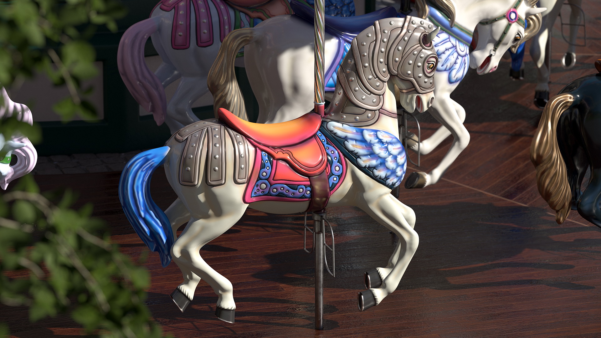 Amusment Park Carousel 3D