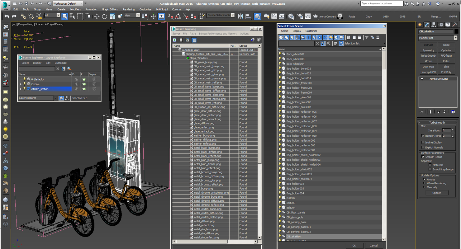 3D Sharing Pay Station with Bicycles Generic