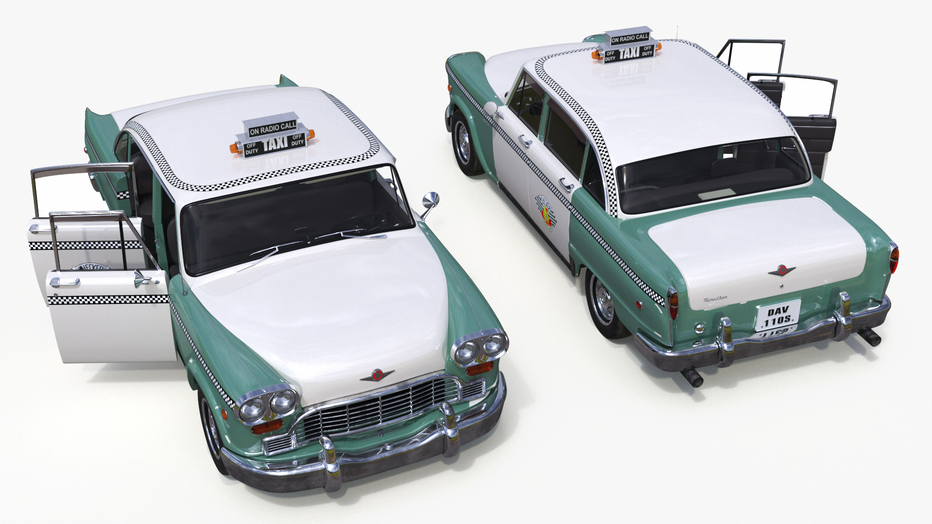 3D Checker Taxicab 1982 Rigged for Cinema 4D