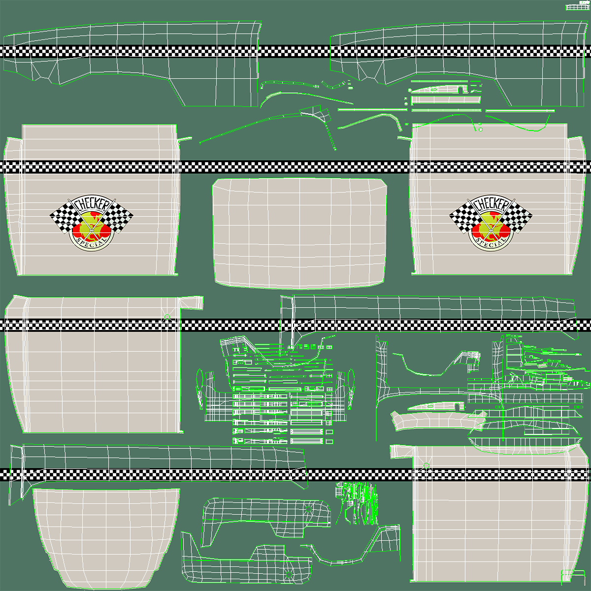 3D Checker Taxicab 1982 Rigged for Cinema 4D