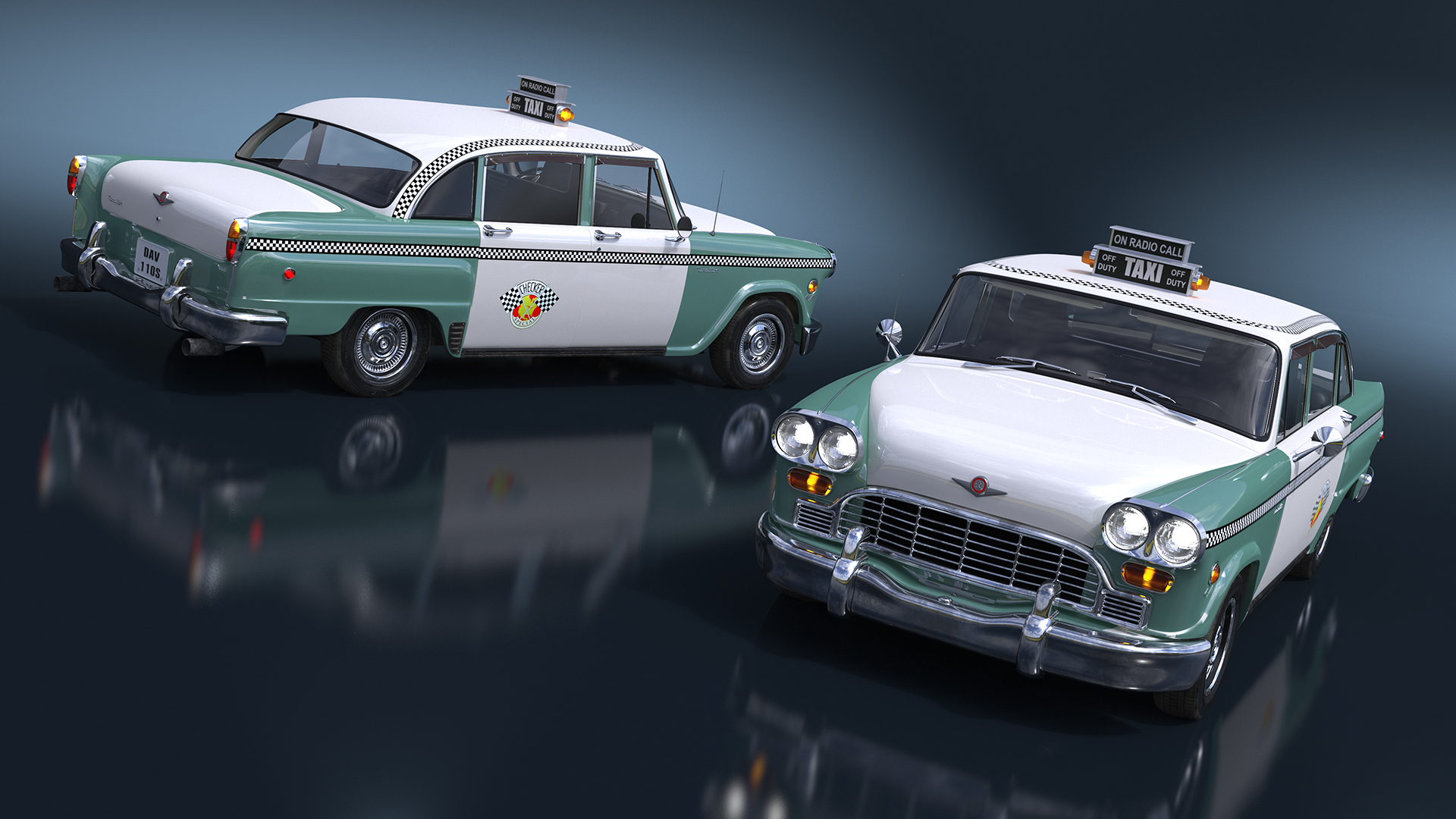 3D Checker Taxicab 1982 Rigged for Cinema 4D