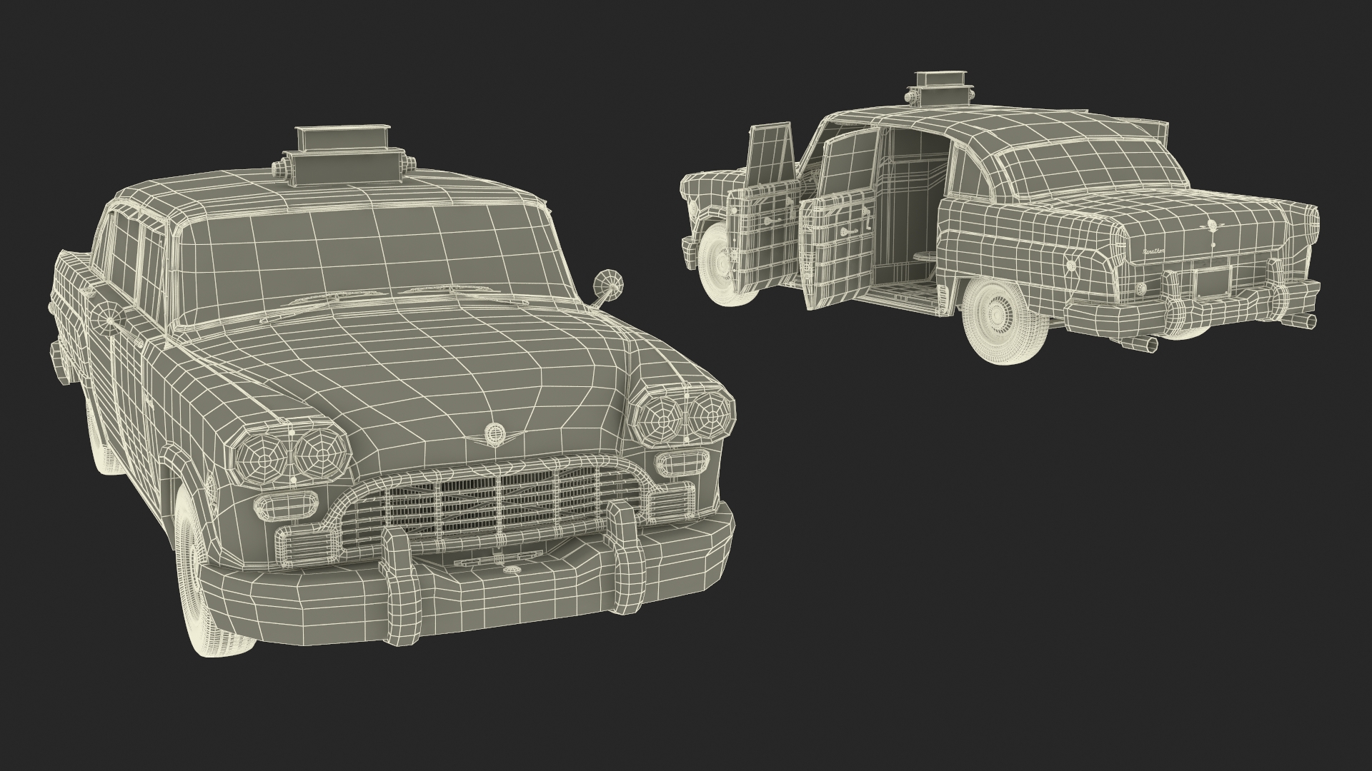 3D Checker Taxicab 1982 Rigged for Cinema 4D