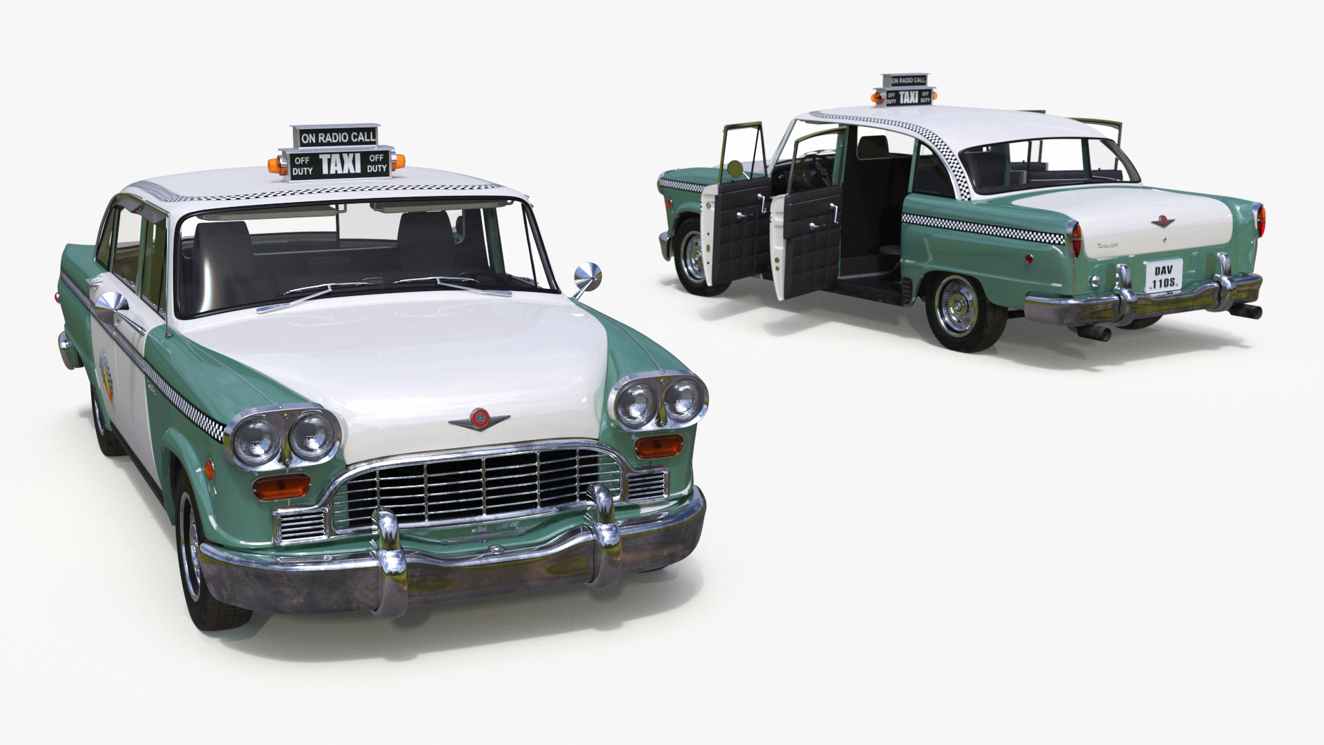 3D Checker Taxicab 1982 Rigged for Cinema 4D