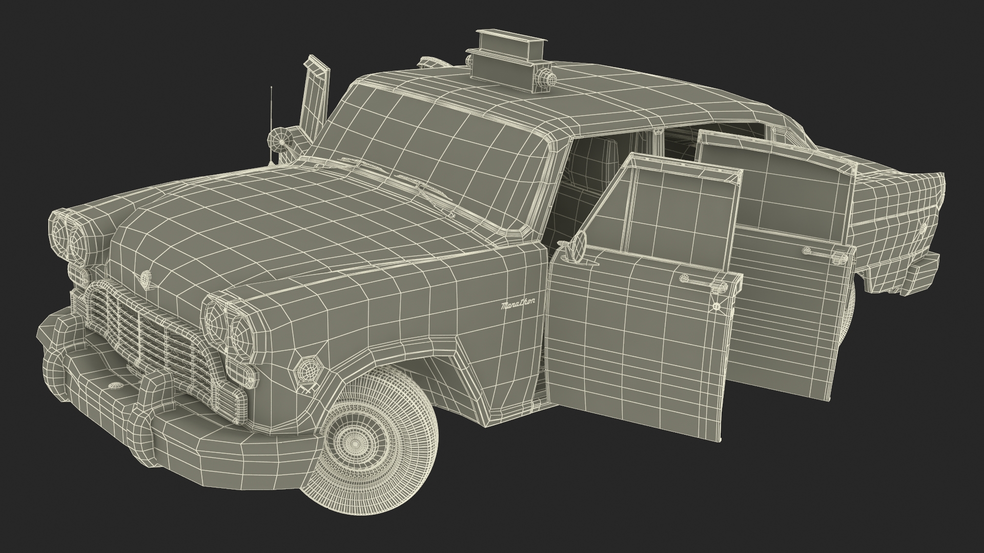 3D Checker Taxicab 1982 Rigged for Cinema 4D