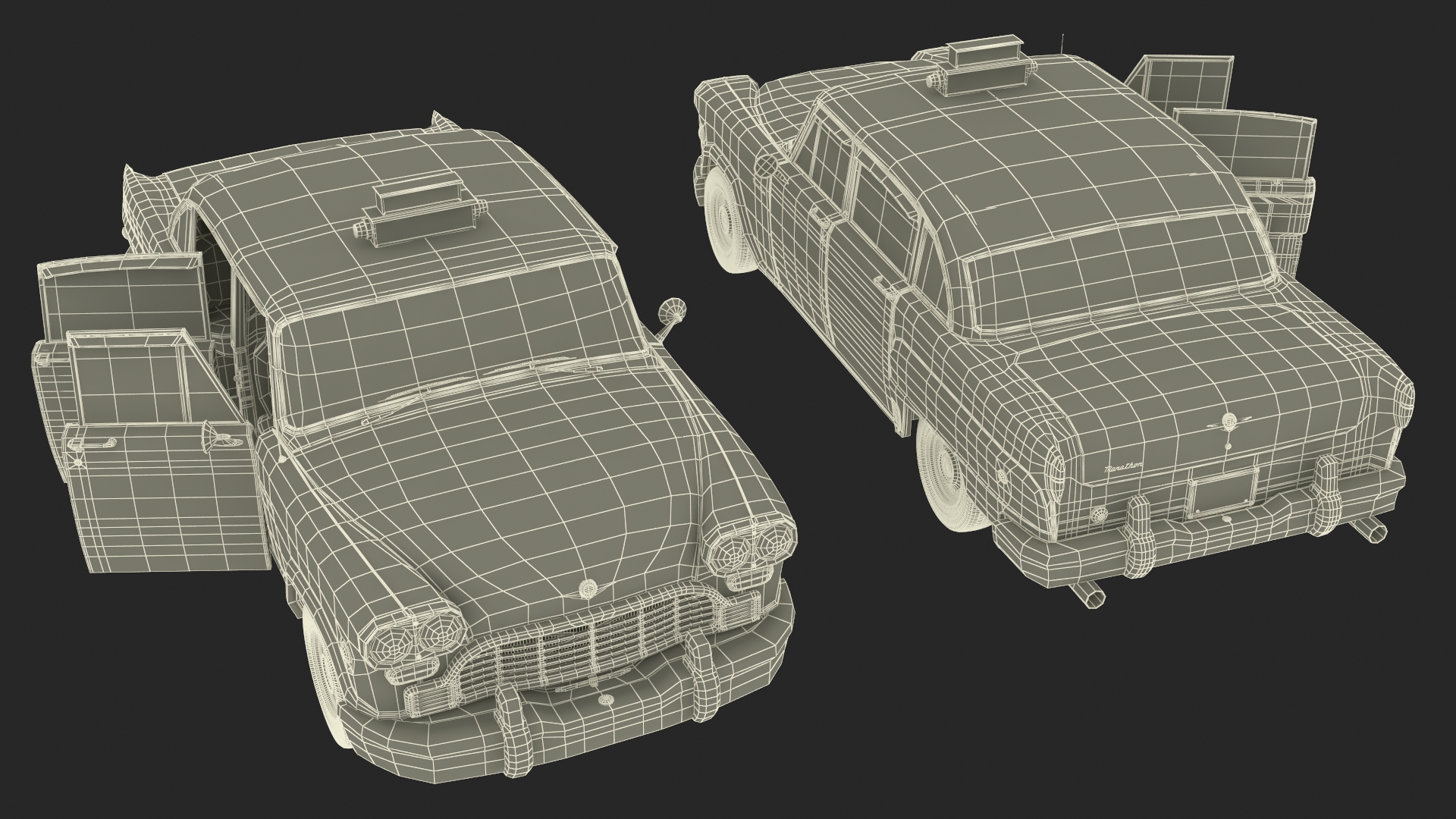 3D Checker Taxicab 1982 Rigged for Cinema 4D