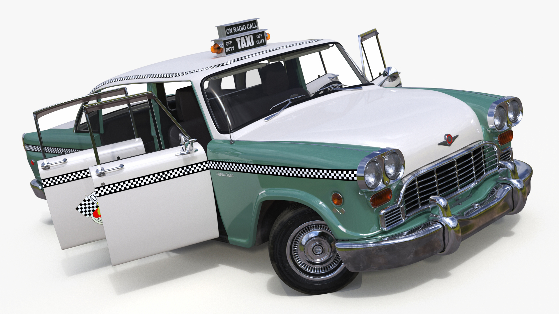 3D Checker Taxicab 1982 Rigged for Cinema 4D