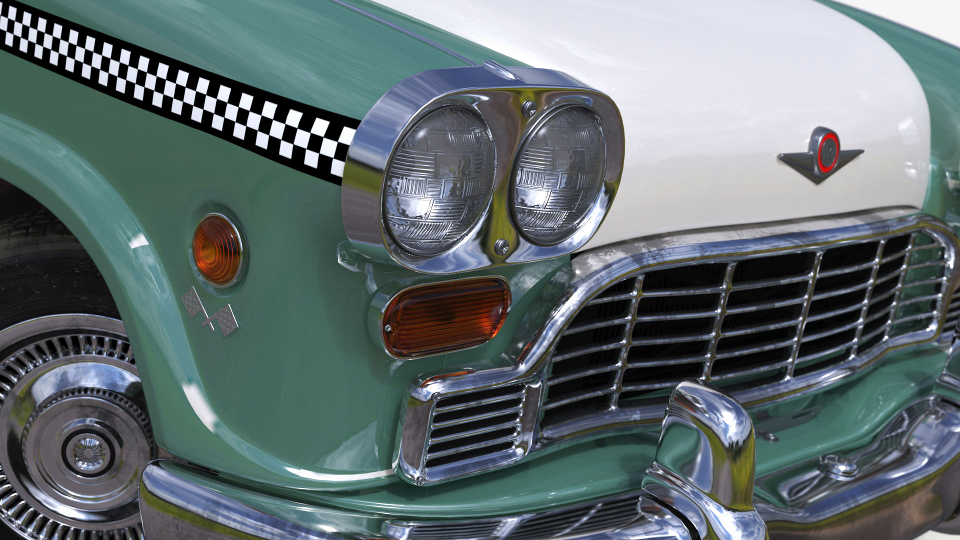 3D Checker Taxicab 1982 Rigged for Cinema 4D