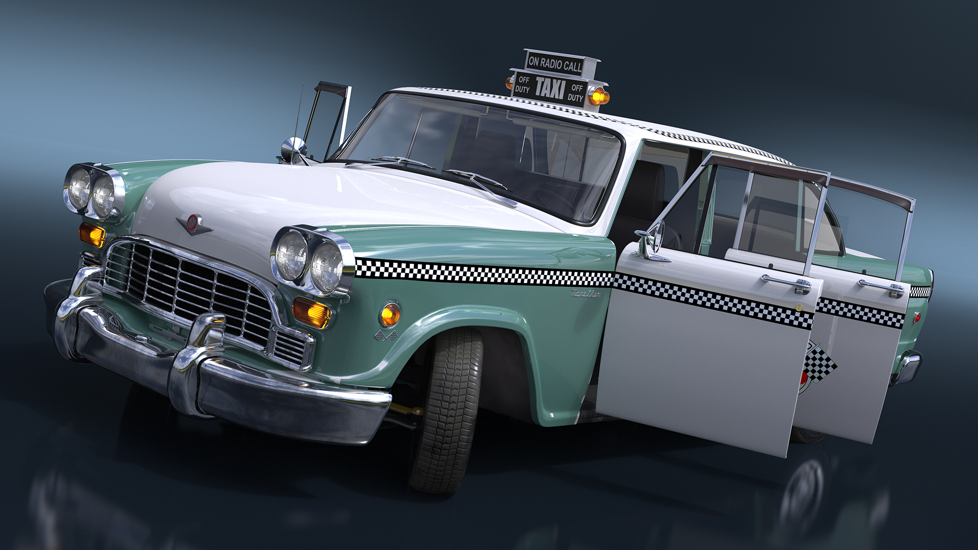 3D Checker Taxicab 1982 Rigged for Cinema 4D