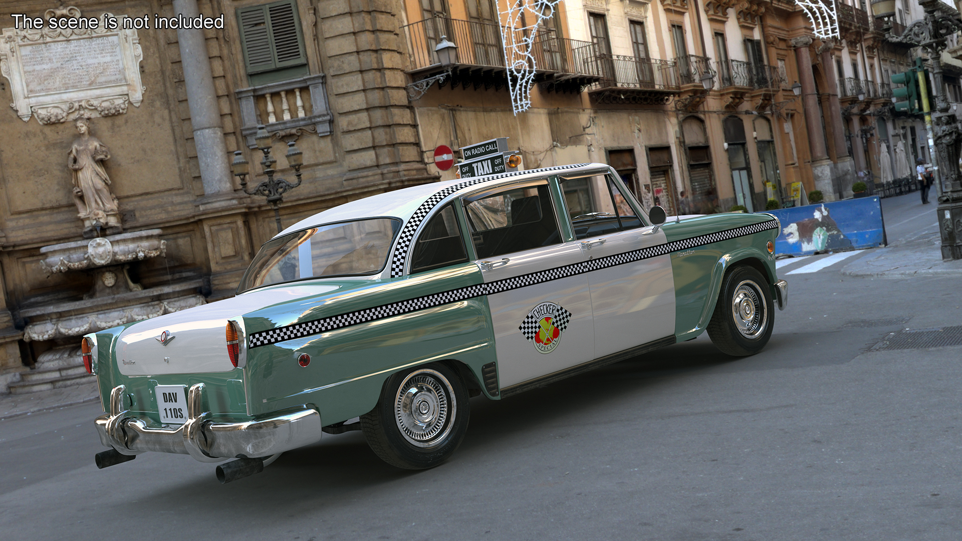 3D Checker Taxicab 1982 Rigged for Cinema 4D