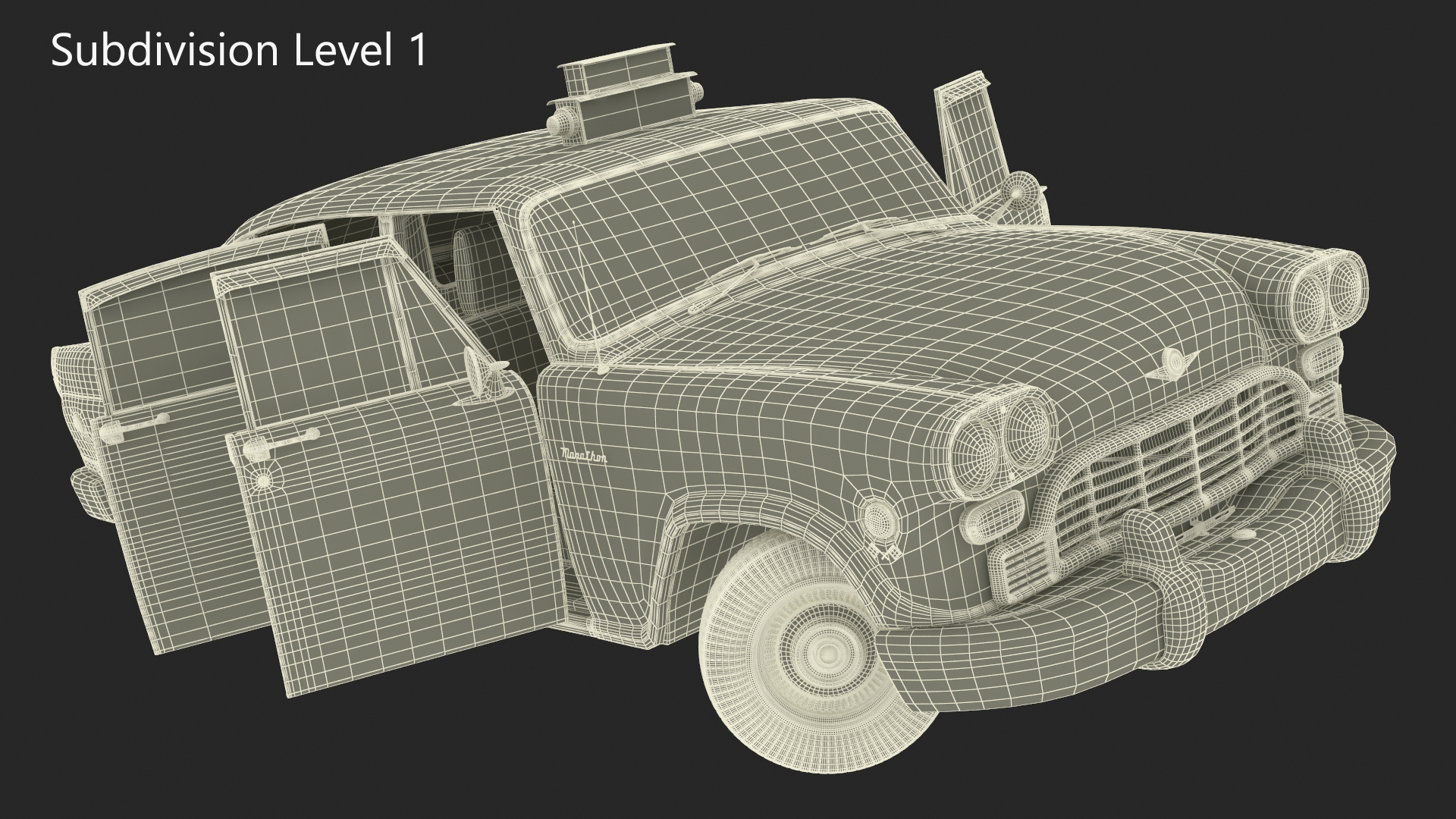 3D Checker Taxicab 1982 Rigged for Cinema 4D