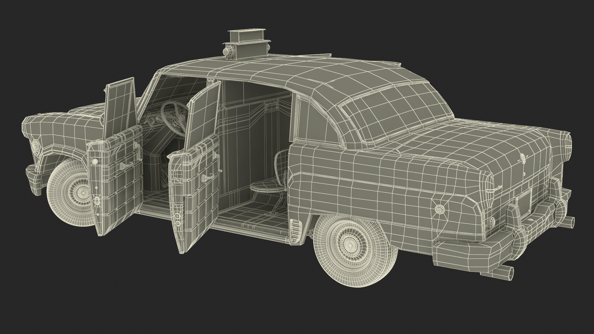 3D Checker Taxicab 1982 Rigged for Cinema 4D