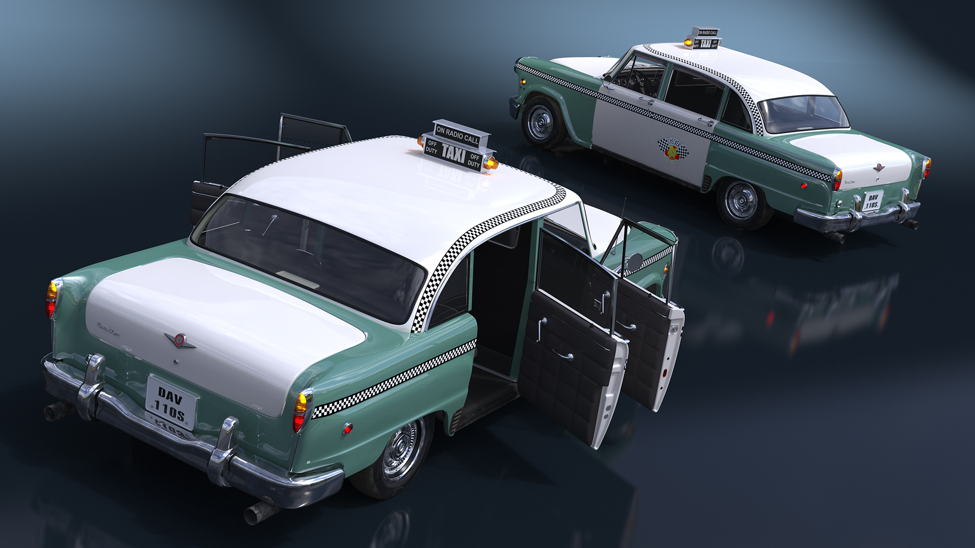 3D Checker Taxicab 1982 Rigged for Cinema 4D