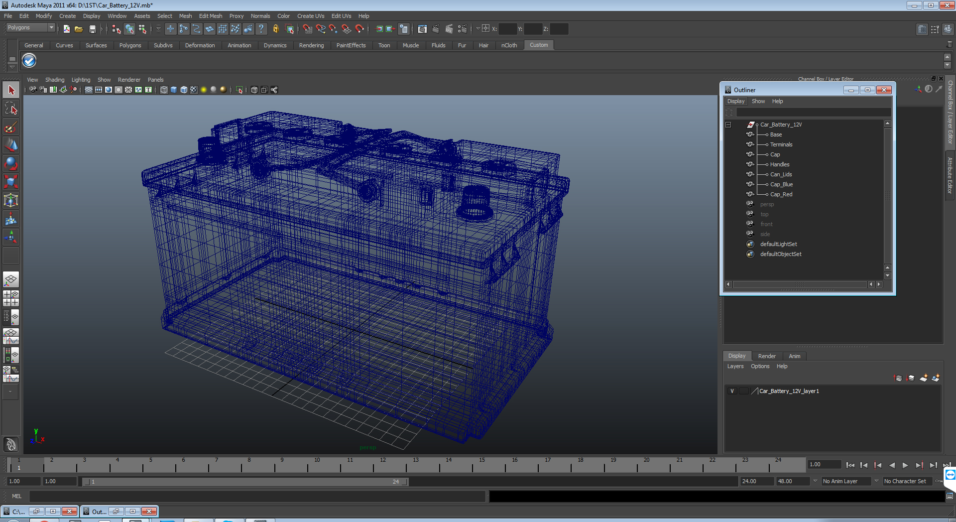 12 Volt Car Battery 3D model