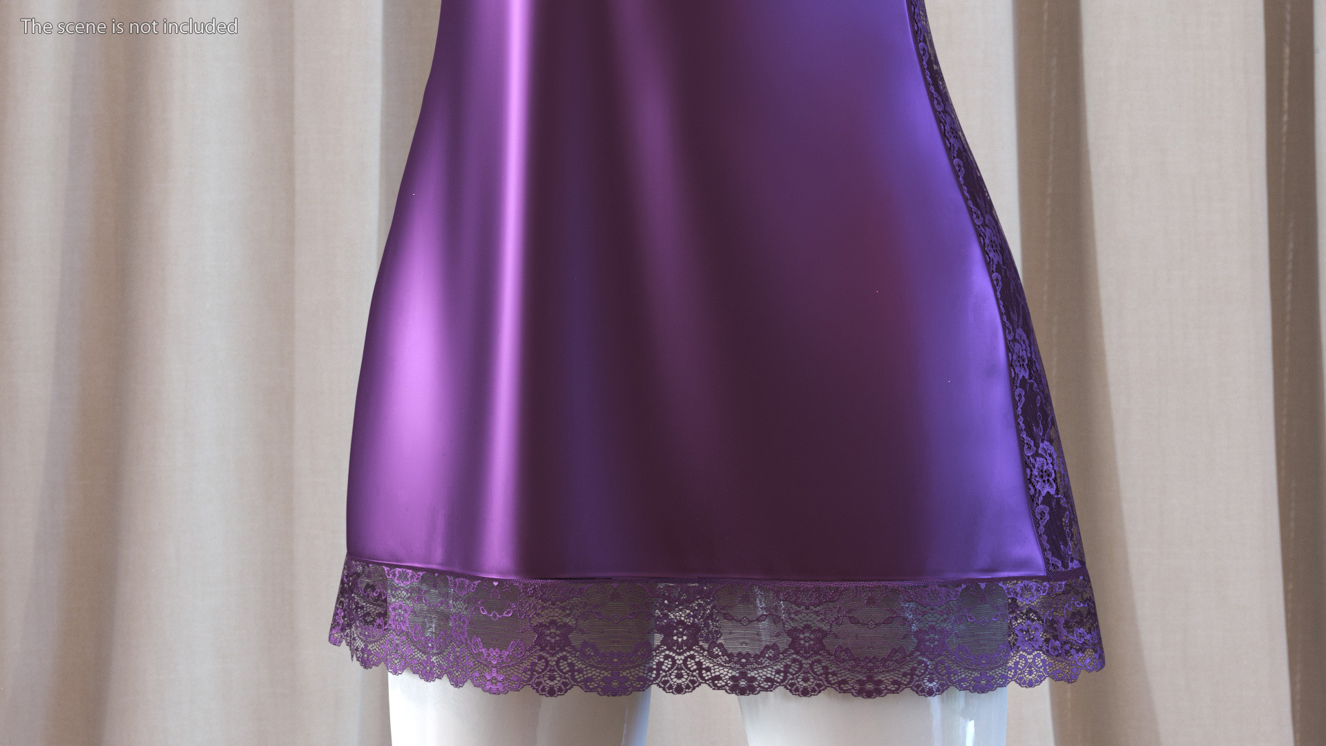 3D Women Sleepwear Satin Lace Purple model